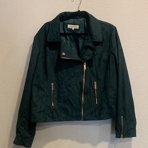 Plus Size Green Moto Jacket